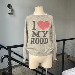 I love my hood grey sweater size large